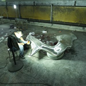 Custom Maoping sculpture Stainless steel flowing form abstract sculpture