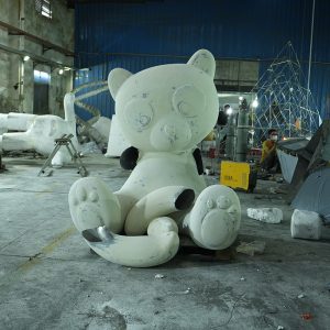 Stainless steel cartoon style panda sculpture outdoor large art decoration