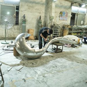 Custom Modern Metal Streamline Sculpture