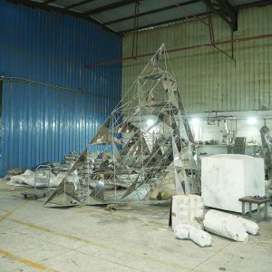 Custom modern geometric metal sculptures Geometry Peak series art installations