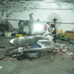 Custom modern metal streamline sculpture stainless steel series art installation