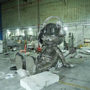 Custom cartoon metal sculptures, Sound of the Future series art installations