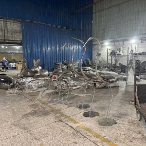 Stainless Steel Flamingo Sculpture