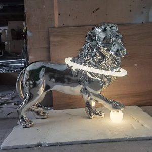 Halo Lion Stainless Steel Sculpture