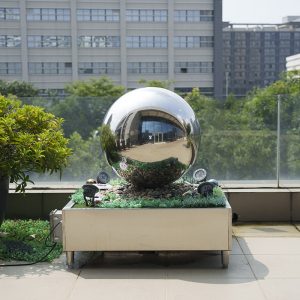 Garden stainless steel water fountain ball outdoor landscape decoration