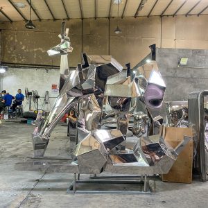 Geometric style metal deer sculpture