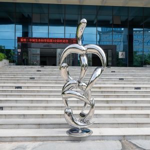 Modern art sculpture made entirely of fish