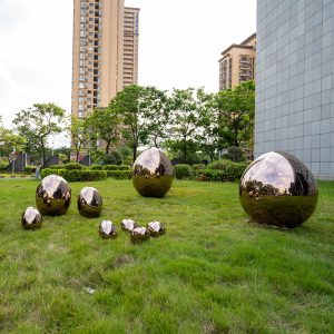 Outdoor decorative artwork stainless steel egg sculpture