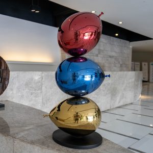 Colorful metal balloons stacked sculpture modern interior art decoration