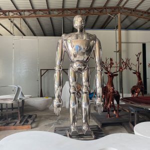 Modern Stainless Steel Robot Sculpture Artwork