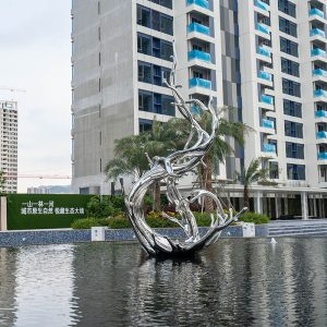 Sculpture Factory Dance of Nature Stainless Steel Sculpture Outdoor Art Decoration