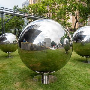 Modern stainless steel mirror metal ball sculpture