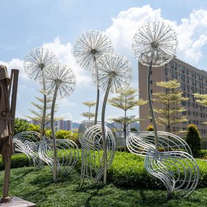 Stainless steel dandelion sculpture outdoor garden art decoration