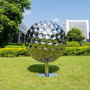 Modern Stainless Steel Mirror Golf Sculpture