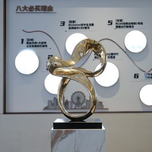 Modern Stainless Steel Infinity Ring Sculpture Artwork
