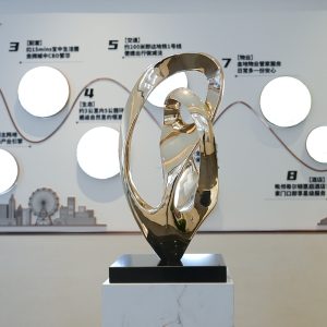 Modern stainless steel harmony ring sculpture artwork