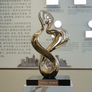 Modern stainless steel fusion dance sculpture artwork