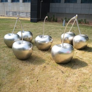 Stainless Steel Cherry Sculpture Garden and Outdoor Art Installation