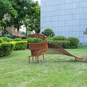 Stainless steel ribbon sculpture metal irregular abstract ornament