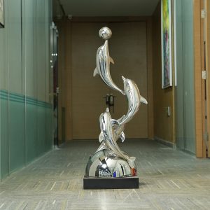 Leaping Dolphins Stainless Steel Sculpture