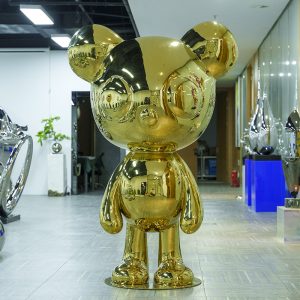 Gold Stainless Steel Teddy Bear Sculpture