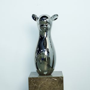 Silver Lamb Sculpture Stainless Steel Modern Art Decorative Ornaments