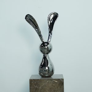 Elegant Stainless Steel Bunny Sculpture - Modern Minimalist Decor