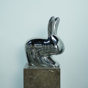 Mirrored Rabbit Abstract Stainless Steel Sculpture Modern Art Animal Decorations