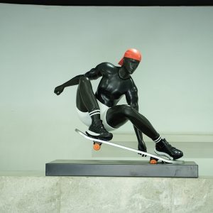 Extreme skateboarder sculpture indoor and outdoor art decoration