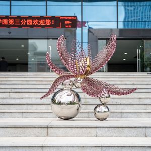 Metal flower sculpture modern art garden decoration