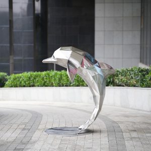 Dancing Light Metal Dolphin Sculpture
