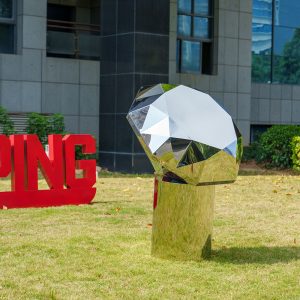 Stainless steel diamond mirror sculpture
