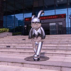 Stainless steel rabbit sculpture outdoor garden landscape ornaments