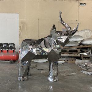 Stainless steel geometric elephant sculpture modern decorative art